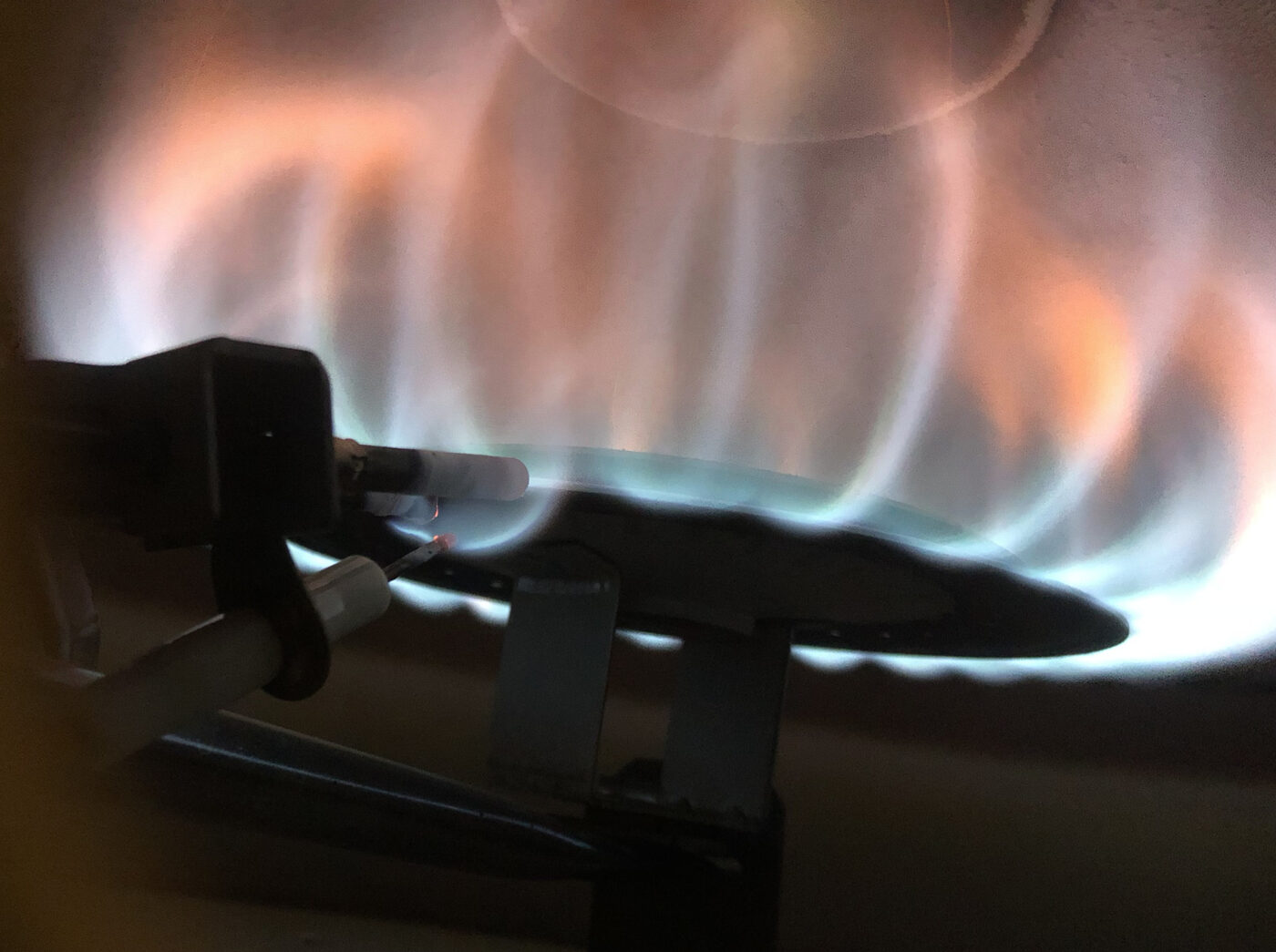 Burner flame during a gas appliance service check